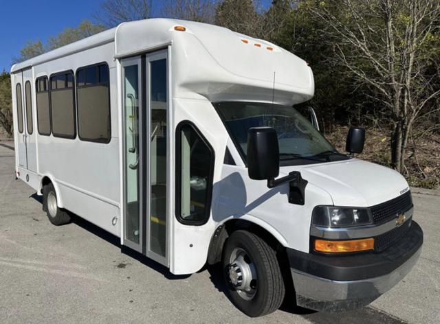 Chevrolet cutaway shuttle bus with electric entry door